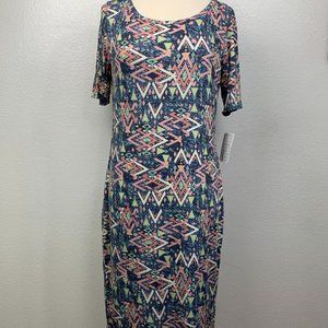 LuLaRoe Julia Dress Multicolor Geometric‎ Triangles
